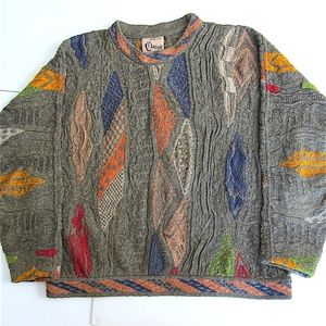 Coogi 3D Argyle Knit Crewneck Sweater Australian M